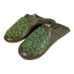 Fair Trade Ladies Moroccan Babouche Slippers Green - Image 7