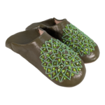 Fair Trade Ladies Moroccan Babouche Slippers Green - Image 3