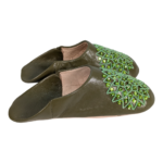 Fair Trade Ladies Moroccan Babouche Slippers Green - Image 6