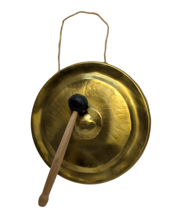 New 10'' / 25cm Traditional Vietnamese Brass Gong & Beater  Handcrafted 25cm Folk Art