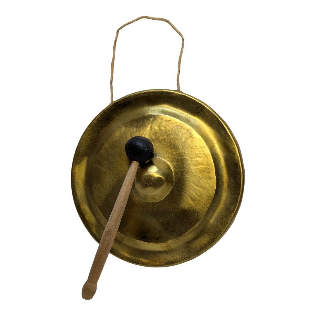 516777_0ba5ea8f-928c-4692-a866-d8942f3c487b0.png New 10'' / 25cm Traditional Vietnamese Brass Gong & Beater Handcrafted 25cm Folk Art - Image 1
