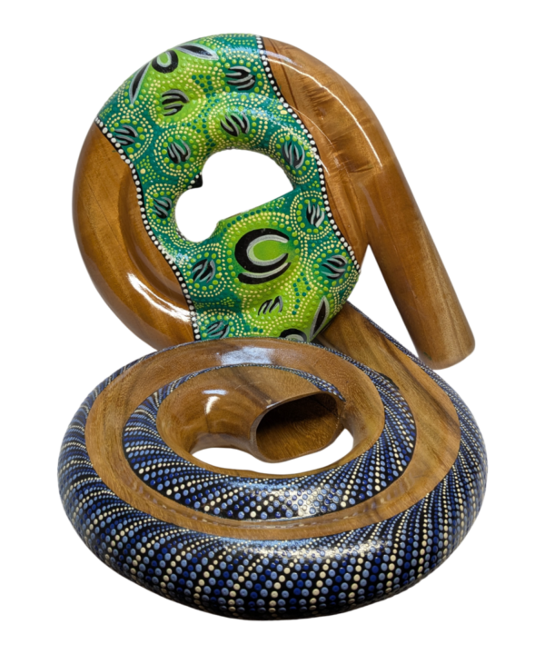 Spiral Travel Didgeridoo Hand Carved Mangowood Fair Trade Painted Unique Designs