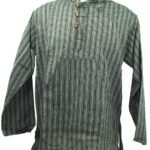 Fair Trade Men's Nepal Striped Cotton Hooded Shirt  Boho Festival Hippy Top