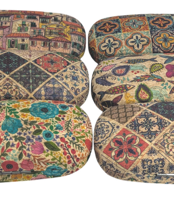 Genuine Cork Glasses Case - Sustainable Vegan Eyewear Protector - Hard Shell Artisan Case (Assorted Designs)