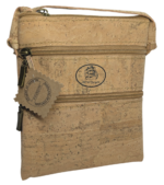 Handmade Portuguese Cork Crossbody Bag Vegan Sustainable Triple Zip Knot Strap - Image 2