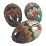 2 x Painted Wooden Egg Shakers Ganza Bali Indonesia Fair Trade Assorted Designs