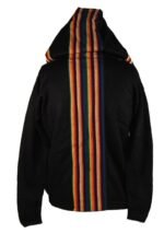 Tribal Hoody - Fair Trade Cool Alpaca South American Hooded Top Jacket - Small Black - Image 2