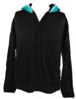 Tribal Hoody - Fair Trade Cool Alpaca South American Hooded Top Jacket - Medium Black - Image 3