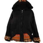 Tribal Hoody - Fair Trade Cool Alpaca South American Hooded Top Jacket - XL Black
