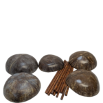Handcrafted Coconut Shell Bowls (Set of 5) with Chopsticks - Ethical Sourcing - Image 4