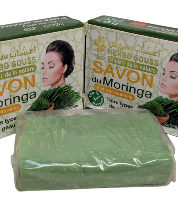 2x Moroccan Moringa Soap 80g - Pure Green Souss-Massa Leaf - Natural Vegan UK