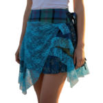 Tartan Kilt Skirt Festival Lace Layered Mini Skirt Scottish Wool Design  (Medium-Large)