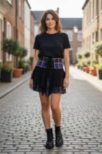 TERRAPIN Genuine Scottish Tartan Designer Funky Kilt STEAM Punk PSYTRANCE Skirt N1 Black (Medium-Large) - Image 2