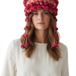 Pink Ethnic Handmade Thai Hmong Tribal Headdress Hat Fair Trade Unique Festival