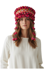 Pink Ethnic Handmade Thai Hmong Tribal Headdress Hat Fair Trade Unique Festival