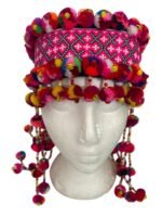 Pink Ethnic Handmade Thai Hmong Tribal Headdress Hat Fair Trade Unique Festival - Image 6