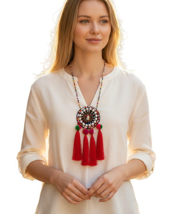 Hmong Tribal Textile Ornament Tassel Scarf Boho Ethnographic Folk Art Fabric Decor