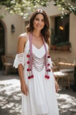 Hmong Tribal Decorative Scarf Accessory Handmade Beaded Sequined Festival Boho Art - Image 2