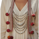 Hmong Tribal Decorative Scarf Accessory Handmade Beaded Sequined Festival Boho Art