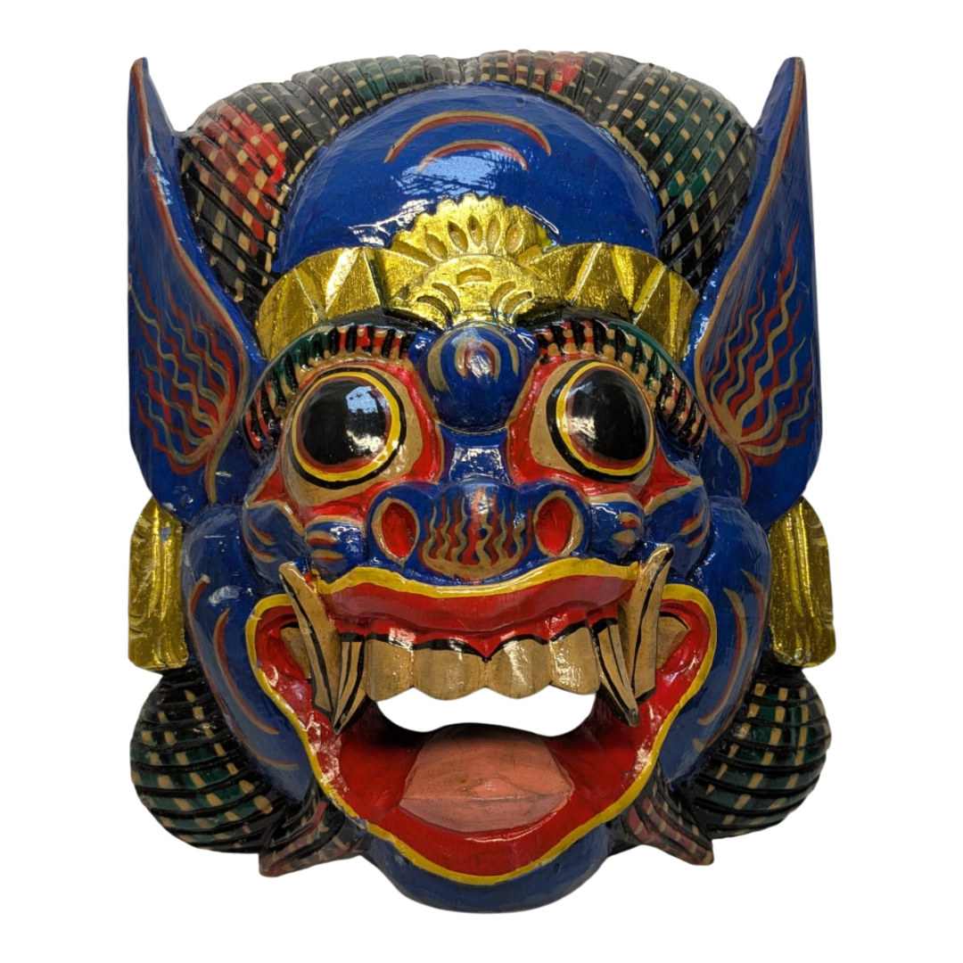 518680_3a8177c2-d587-4d43-9089-23aea52e4b420.png Balinese Garuda Barong Mask Hand Carved Wood Bali Wall Hanging Large 33cm / 13 - Image 1