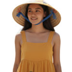 Genuine Vietnamese Non La Hat Hand Painted Conical Bamboo Sun Hat 40cm / 16