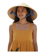 Genuine Vietnamese Non La Hat Hand Painted Conical Bamboo Sun Hat 40cm / 16