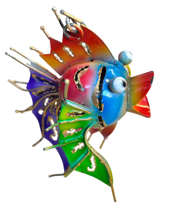 Job Lot 9x Bright Metal Hanging Fish Mobiles Garden Ornament Colourful Iron