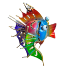 Job Lot 9x Bright Metal Hanging Fish Mobiles Garden Ornament Colourful Iron