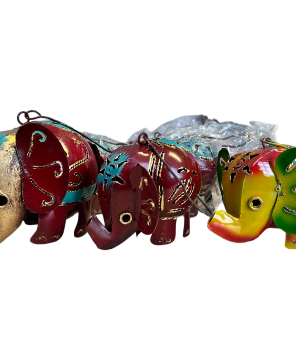 Job Lot 11x Balinese Metal Elephant Hanging Ornaments Ironwork Colourful Ubud Handmade