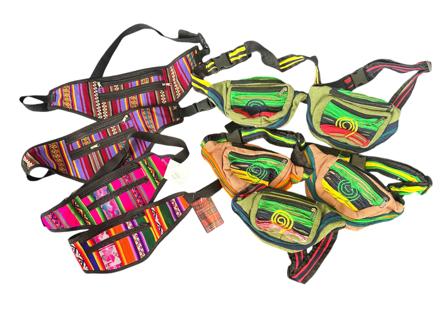 519257_811507b0-7bce-4ebb-affa-b7340280b5250.png Job Lot of 9 Bright Hippy Festival Bumbags Travel Waist Bags Bulk Bundle - Image 1