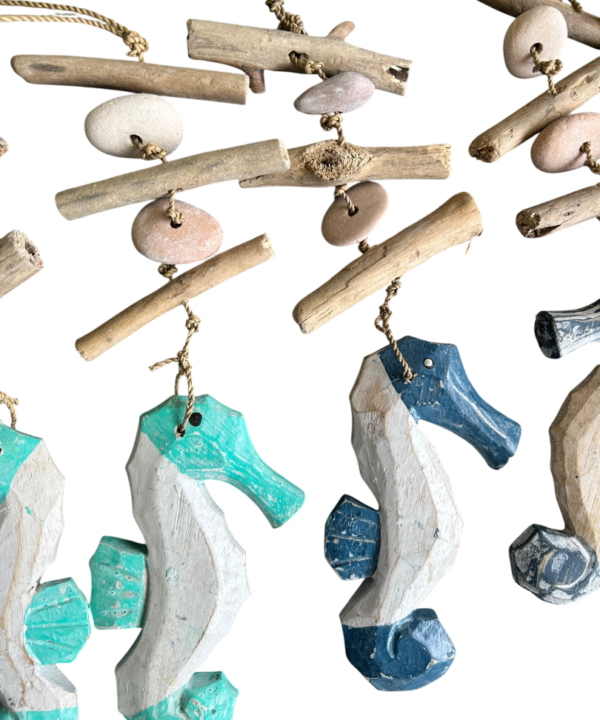 Job Lot 12x Wooden Seahorse Hanging Decorations Driftwood Nautical Beach Coastal Ornament