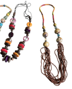 Job Lot Balinese Chunky Beaded Necklaces Wood Resin Boho Ethnic Statement Mixed - Image 4
