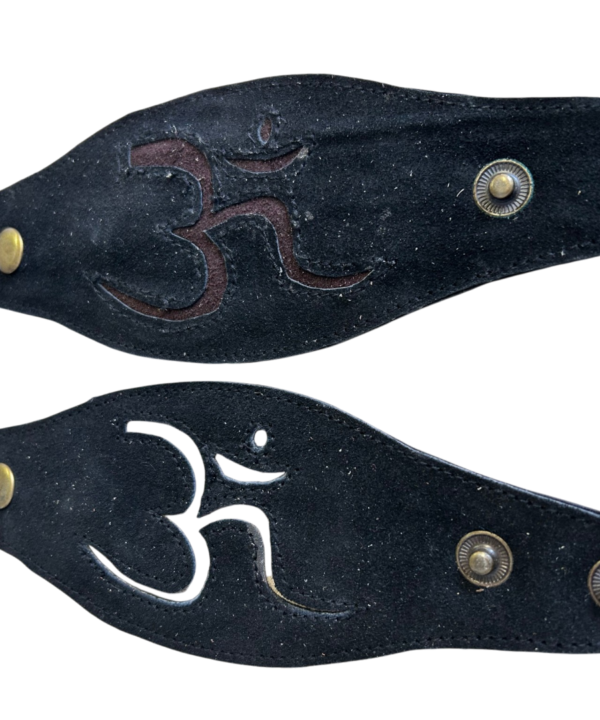 Pair Leather Wrist Pocket Cuff Bracelets Om Symbol Secret Zip Boho Festival