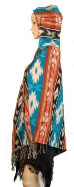 Terrapin Trading Yak wool blended women's Nepalese hooded poncho with pocket, Multi - Image 4