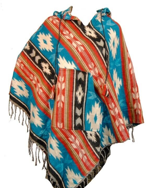 Terrapin Trading Yak wool blended women's Nepalese hooded poncho with pocket, Multi