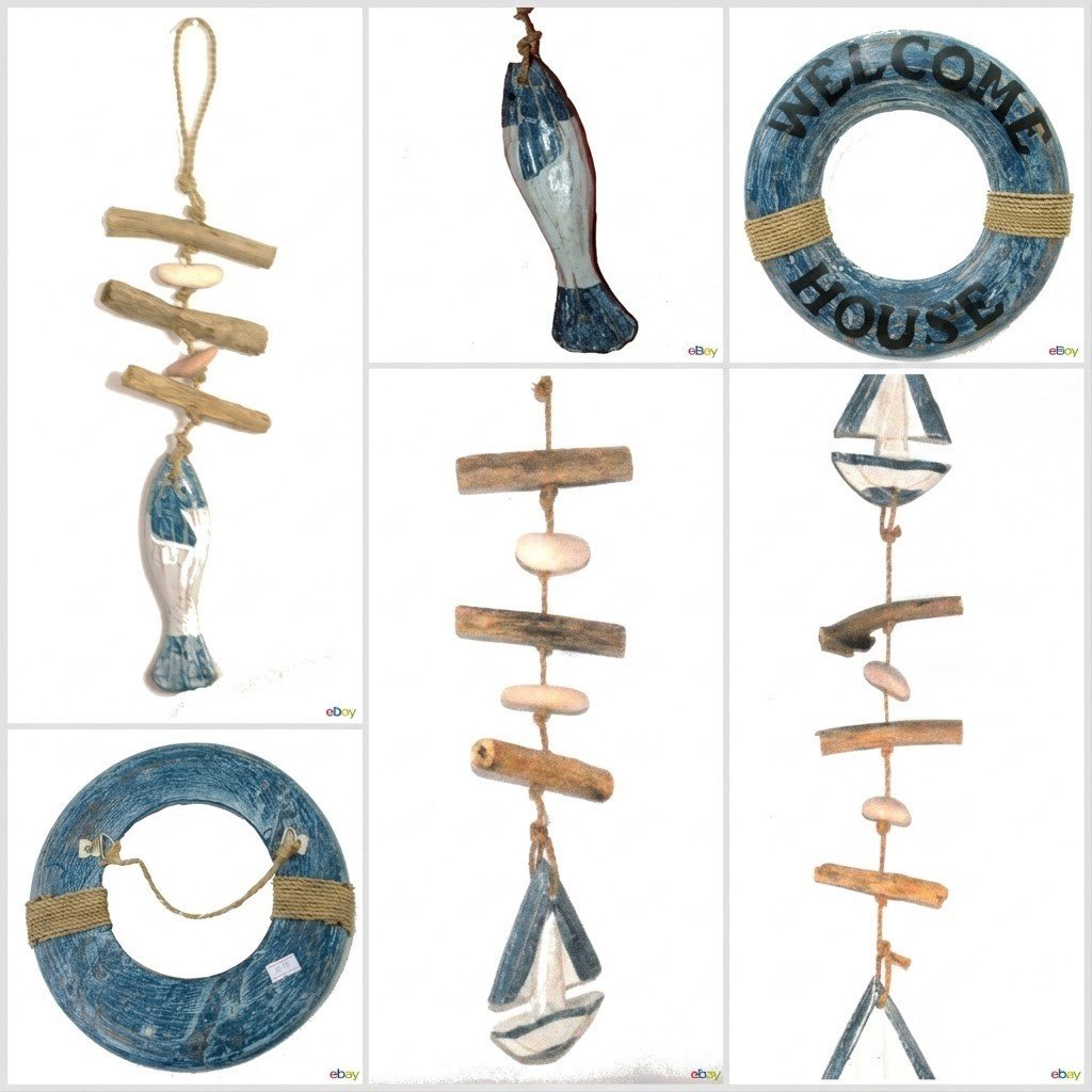 519739_38235edb-6d5d-4021-9619-5a9dc4614d550.jpg RRP384 NEW Job Lot 36 x Driftwood Wall Art Fish Boats etc Signs Mobiles - Image 1