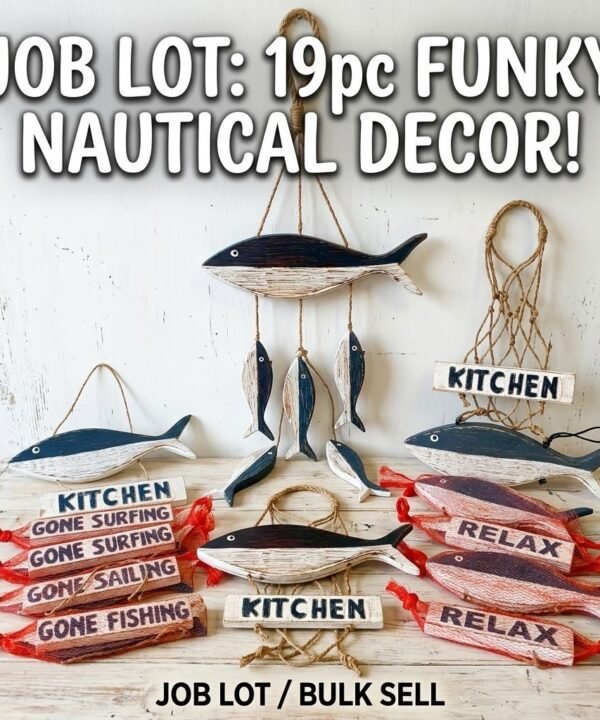 RRP190 NEW Job Lot 19 x Driftwood Wood Wall Art KITCHEN etc Signs Mobiles