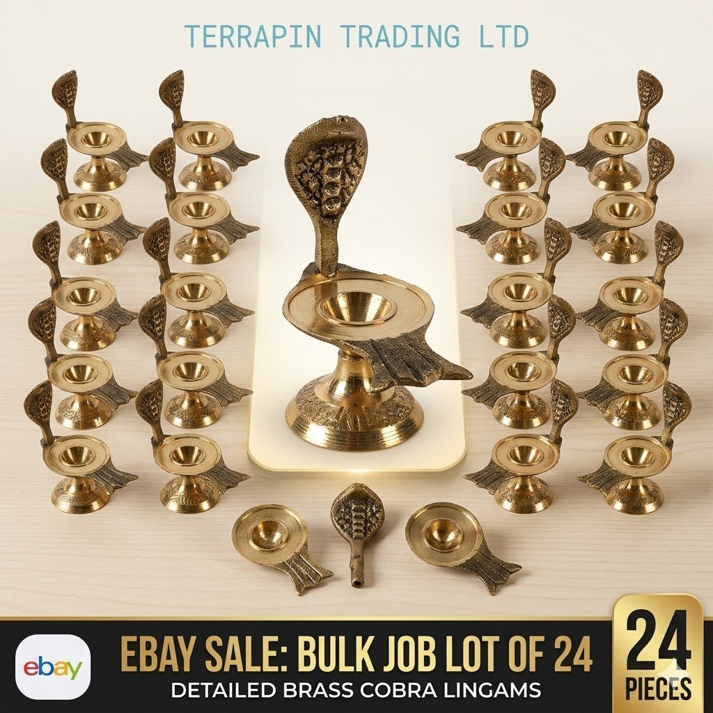 519742_8942f3c7-d973-4f94-8833-8f13e81b4ec50.jpg RRP216 NEW Job Lot 24 x BRASS SNAKE LINGAM Hindu Naag Snake Shiva Shivling - Image 1