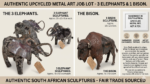 RRP80 Upcycled Metal Animal Sculptures Job Lot  3 Elephants & 1 Bison  South African Art