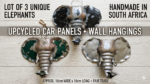 RRP90 Lot of 3 Upcycled Metal Elephant Wall Hangings  Handmade South African Car Panel Art