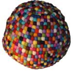 SEE DESCRIPTION 100% Wool Felt Ball Pouffe/Ottoman, Handmade in Nepal,
