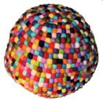 SEE DESCRIPTION 100% Wool Felt Ball Pouffe/Ottoman, Handmade in Nepal, - Image 2