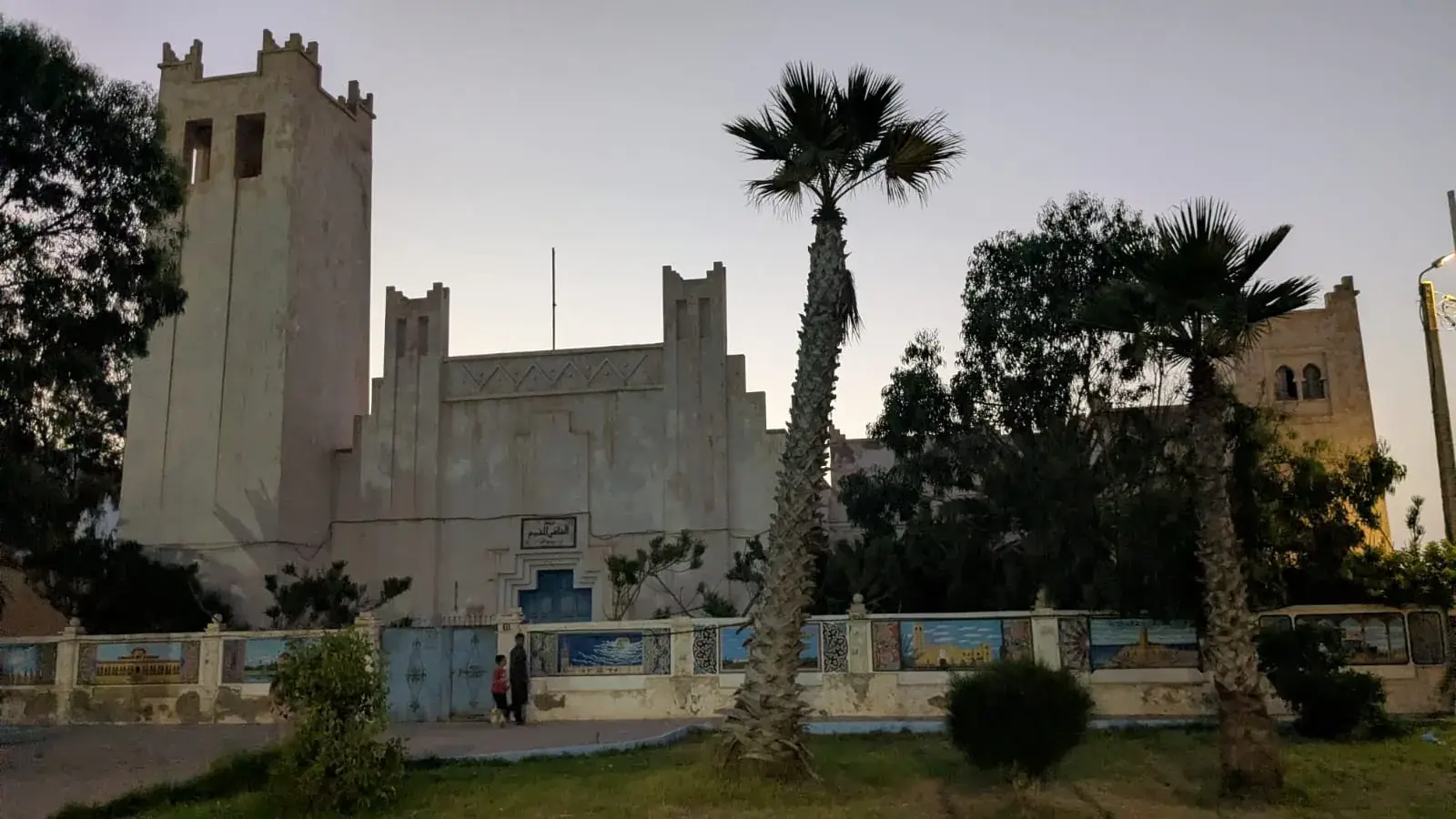 Former Spanish Church of Santa Cruz, now a courthouse in Sidi Ifni, photographed in the evening