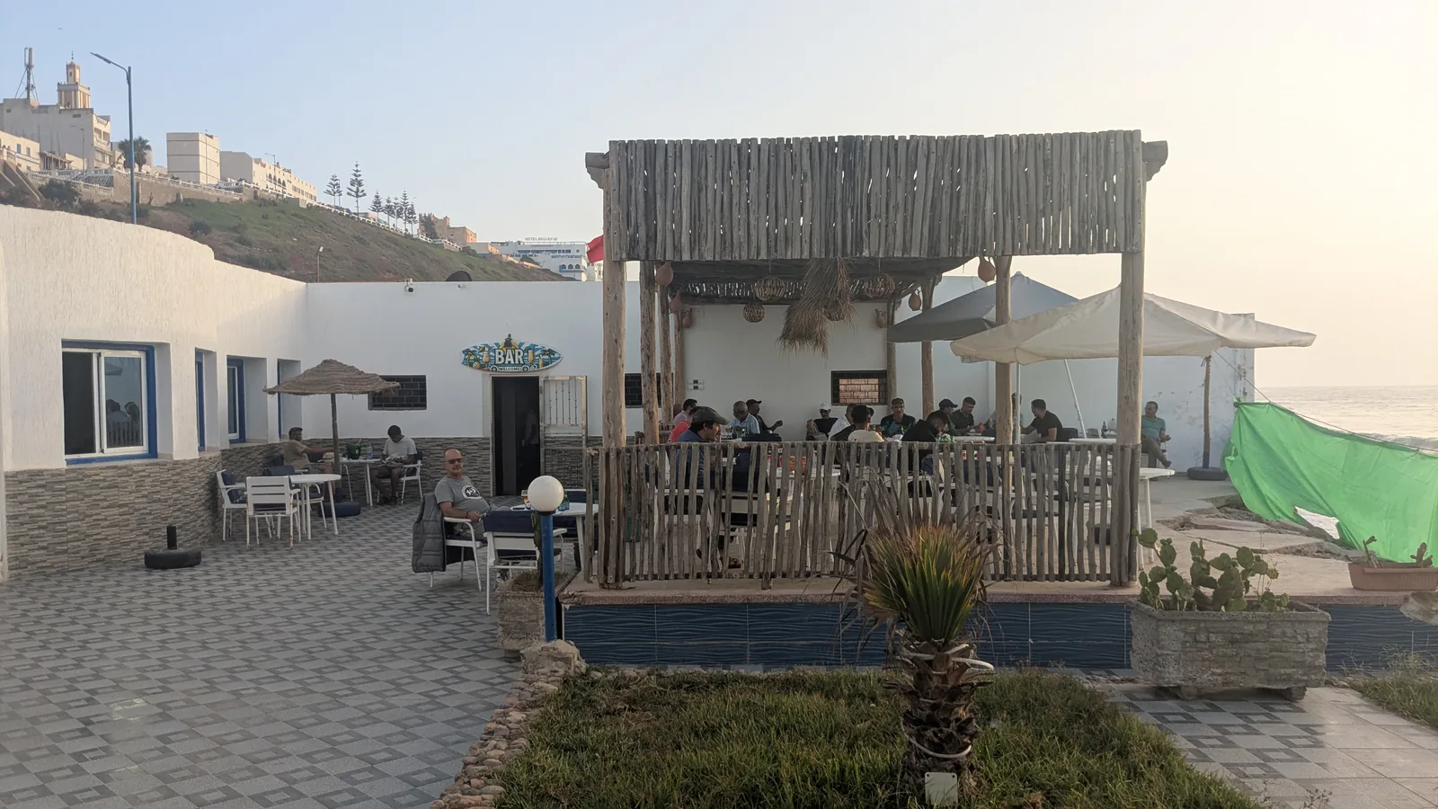 Outdoor bar terrace at Hotel Aït Baamrane in Sidi Ifni