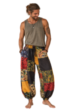Nepalese Cotton Patchwork Mushroom Trousers Unisex Boho Hippie Festival Joggers - Image 5