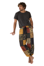 Nepalese Cotton Patchwork Mushroom Trousers Unisex Boho Hippie Festival Joggers - Image 6