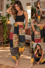 Nepalese Cotton Patchwork Mushroom Trousers Unisex Boho Hippie Festival Joggers - Image 16