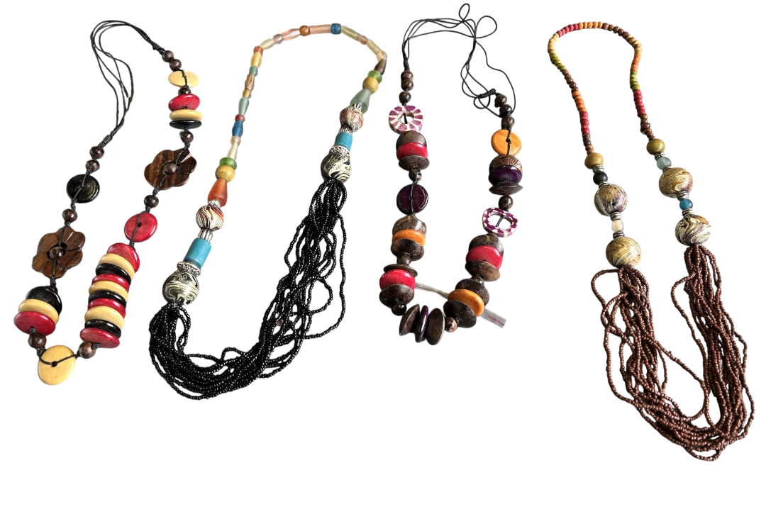519347_fe2ab03e-72eb-4435-a465-741e9bfc92930.png Job Lot Balinese Chunky Beaded Necklaces Wood Resin Boho Ethnic Statement Mixed - Image 1