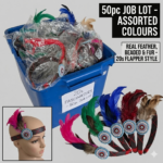 RRP 375 50pc 1920s Flapper Feather Headbands Job Lot  Assorted Colours Fancy Dress Fascinators