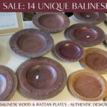 END OF LINE RRP150 Job Lot of 14 Balinese Wooden & Rattan Plates 20-29cm